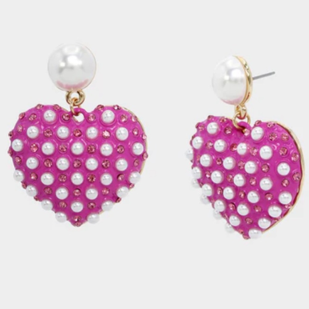 🩷 Betsey Johnson Heart Earrings - Pink. Valentines Day Earrings